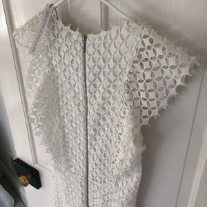 White Tahari dress. Silver zipper in back. New with Tags